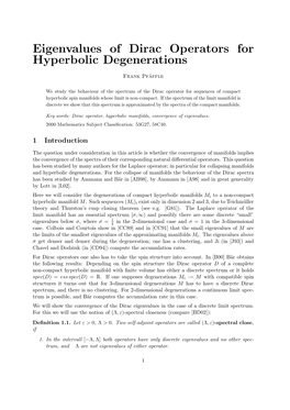 Eigenvalues of Dirac Operators for Hyperbolic Degenerations