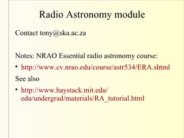 Radio Astronomy Module