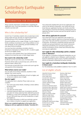 Canterbury Earthquake Scholarships