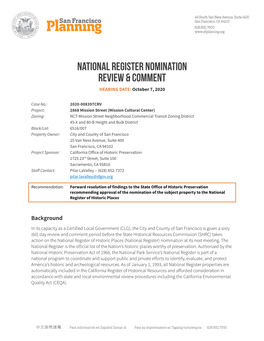 National Register Nomination Review & Comment