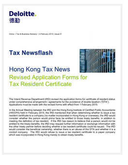 Tax Newsflash Hong Kong Tax News