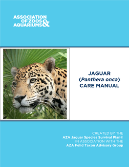 Jaguar (Panthera Onca) Care Manual