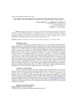 NEW EPIPACTIS (ORCHIDACEAE) SPECIES for the ROMANIAN FLORA 1 2 3 Corina, ARDELEAN , A., ARDELEAN , B., BOCEANU 1 -Association P.P.V.N.C