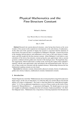 Physical Mathematics and the Fine-Structure Constant