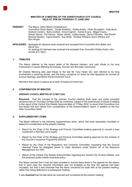 Minutes Council 27 June 2002