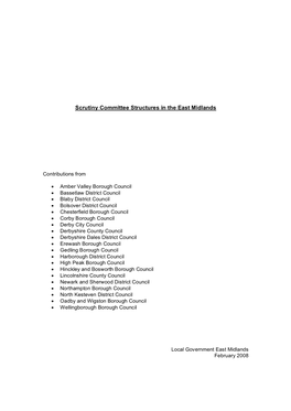 Scrutiny Committee Structures in the East Midlands