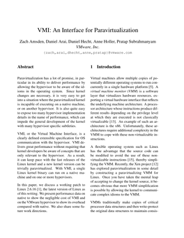 VMI: an Interface for Paravirtualization