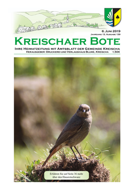 Kreischaer Bote Ihre Heimatzeitung Mit Amtsblatt Der Gemeinde Kreischa Herausgeber: Druckerei Und Verlagshaus Blume, Kreischa 1,50€