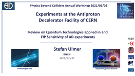 Stefan Ulmer Experiments at the Antiproton Decelerator Facility Of