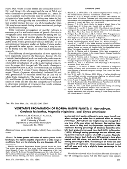 VEGETATIVE PROPAGATION of FLORIDA NATIVE PLANTS: II. Acer Rubrum, Gordonia Lasianthus, Magnolia Virginiana, and Styrax Americana