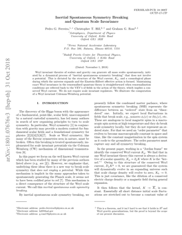 Arxiv:1801.07676V3 [Hep-Th] 31 Oct 2018 Neligteeiesteei E a Obekscale Break to Way New That, a Emphasise That Is We Symmetry There However, Ideas Authors [2])