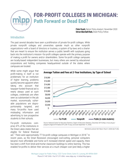 FOR-PROFIT COLLEGES in MICHIGAN: Path Forward Or Dead End?