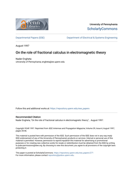 On the Role of Fractional Calculus in Electromagnetic Theory