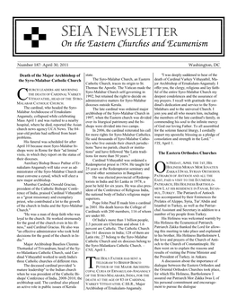 SEIA NEWSLETTER on the Eastern Churches and Ecumenism