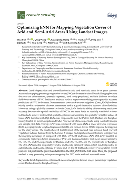 Optimizing Knn for Mapping Vegetation Cover of Arid and Semi-Arid Areas Using Landsat Images