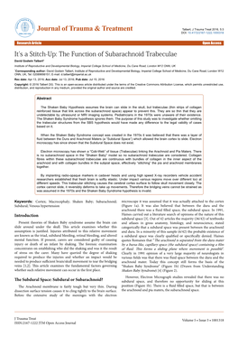 It's a Stitch-Up: the Function of Subarachnoid Trabeculae