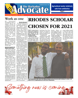 Rhodes Scholar Chosen for 2021