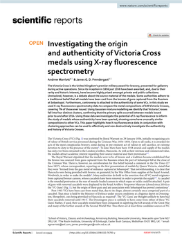 Investigating the Origin and Authenticity of Victoria Cross Medals Using X‑Ray Fuorescence Spectrometry Andrew Marriott1* & James G