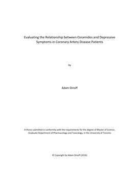 Evaluating the Relationship Between Ceramides and Depressive Symptoms in Coronary Artery Disease Patients