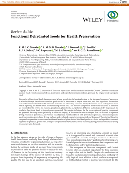 Review Article Functional Dehydrated Foods for Health Preservation