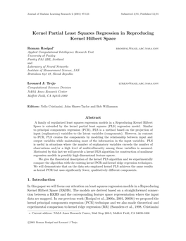 Kernel Partial Least Squares Regression in Reproducing Kernel Hilbert Space