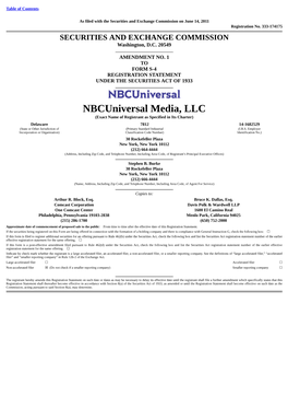 Nbcuniversal Media, LLC (Exact Name of Registrant As Specified in Its Charter)