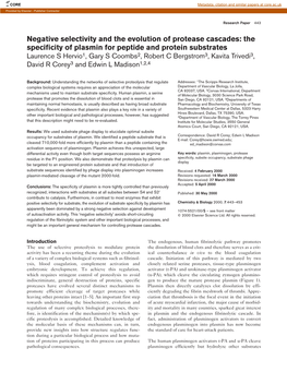 Negative Selectivity and the Evolution of Protease Cascades: the Specificity