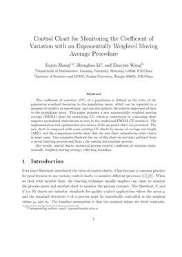 Control Chart for Monitoring the Coefficient of Variation with An