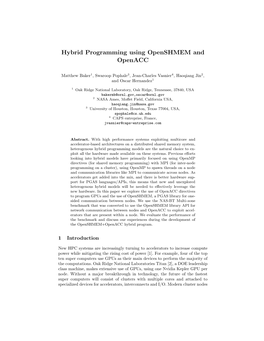 Hybrid Programming Using Openshmem and Openacc