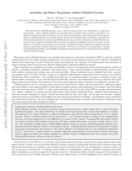 Arxiv:1603.05021V2 [Cond-Mat.Soft] 9 Nov 2017 Long-Range Hydrodynamic Interactions in 3D, Which Inﬂuence the Kinetics but Not the Equilibrium Behaviour [12–15]