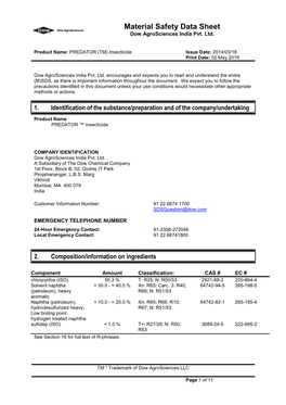 Material Safety Data Sheet Dow Agrosciences India Pvt