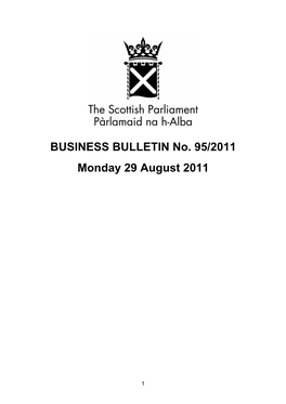 BUSINESS BULLETIN No. 95/2011 Monday 29 August 2011