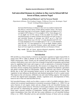 Soil Microbial Biomass in Relation to Fine Root in Kiteni Hill Sal Forest of Ilam, Eastern Nepal