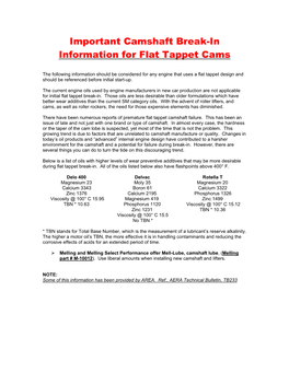 Camshaft Break-In Procedures