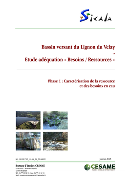 Bassin Versant Du Lignon Du Velay - Etude Adéquation « Besoins / Ressources »