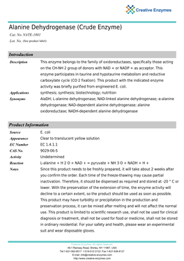 Alanine Dehydrogenase (Crude Enzyme) Cat