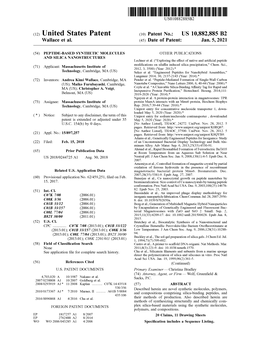 ( 12 ) United States Patent ( 10 ) Patent No .: US 10,882,885 B2 Wallace Et Al