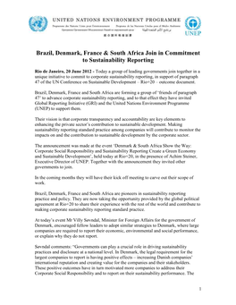 Brazil, Denmark, France & South Africa Join in Commitment To