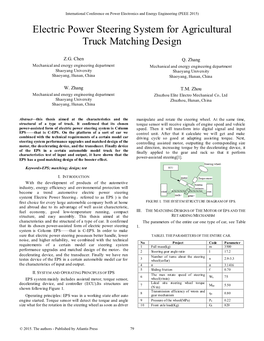 Electric Power Steering System for Agricultural Truck Matching Design