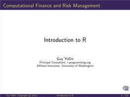 Introduction to R for Finance