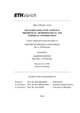 Diss. Eth No. 22159 Disaggregating Civil Conflict