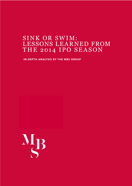 Sink Or Swim: Lessons Learned from the 2014 Ipo Season
