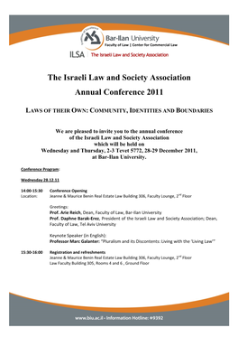 The Israeli Law and Society Association Annual Conference 2011
