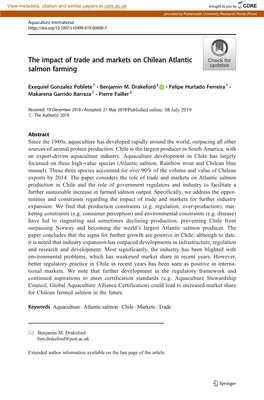 The Impact of Trade and Markets on Chilean Atlantic Salmon Farming