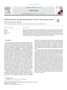 Pharmacokinetics and Pharmacodynamics of Nitric Oxide Mimetic Agents T ∗ Austin Horton, Isaac T