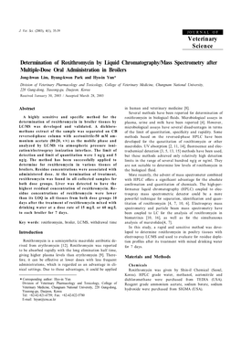 Determination of Roxithromycin by Liquid Chromatography/Mass Spectrometry After Multiple-Dose Oral Administration in Broilers