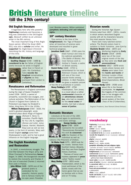 British Literature Timeline (Till the 19Th Century)