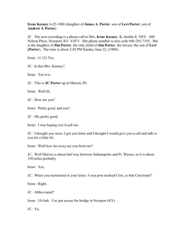 Irene Keeney Transcript