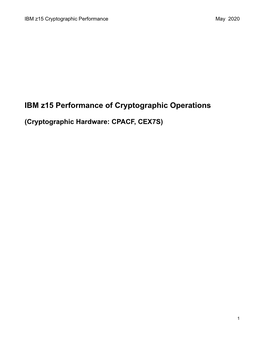 IBM Z15 Performance of Cryptographic Operations