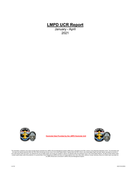 LMPD UCR Report January - April 2021